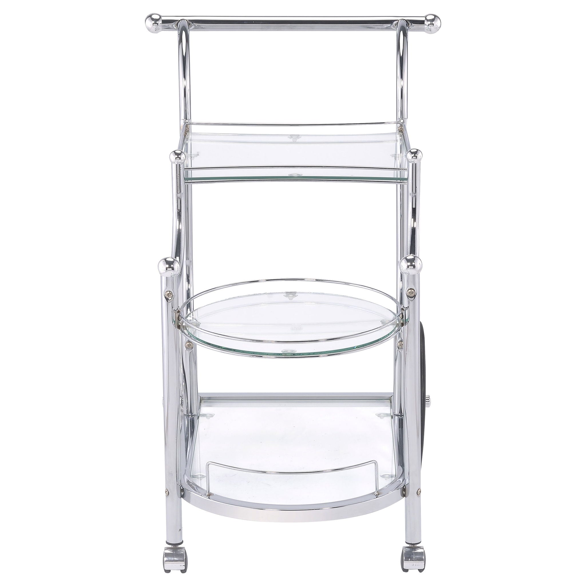 Reia - 3 Tier Cart With Casters & Tempered Glass Design - Chrome