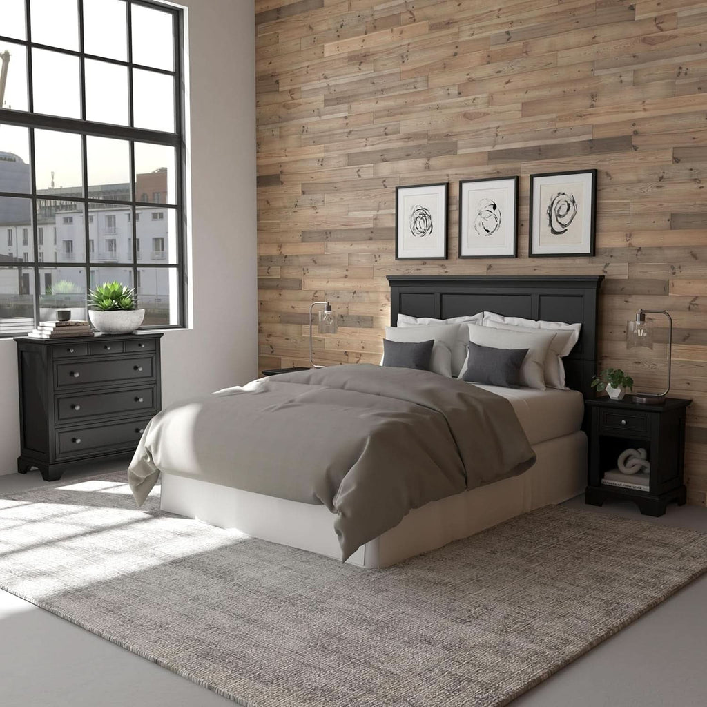 Stylish Black Queen Headboard with Raised Panel Design