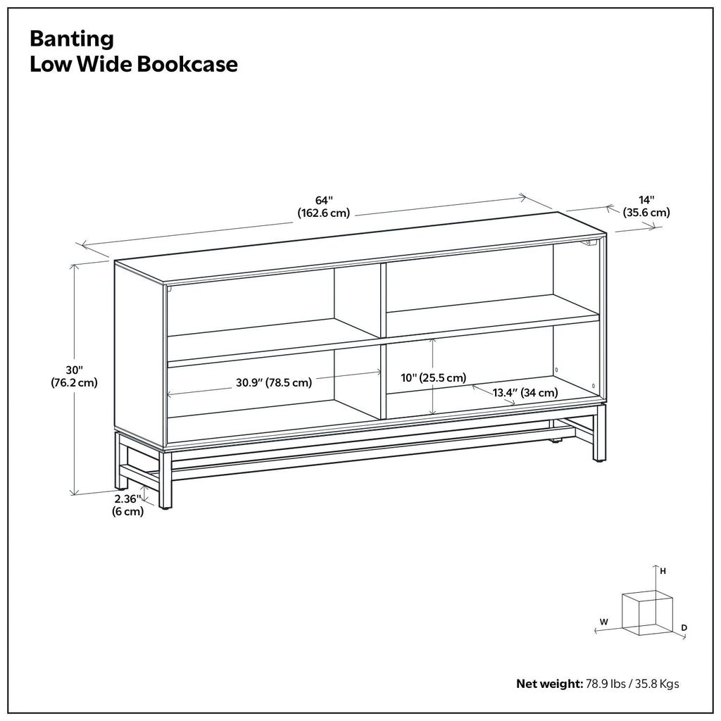 Banting - Low Wide Bookcase - Walnut Brown