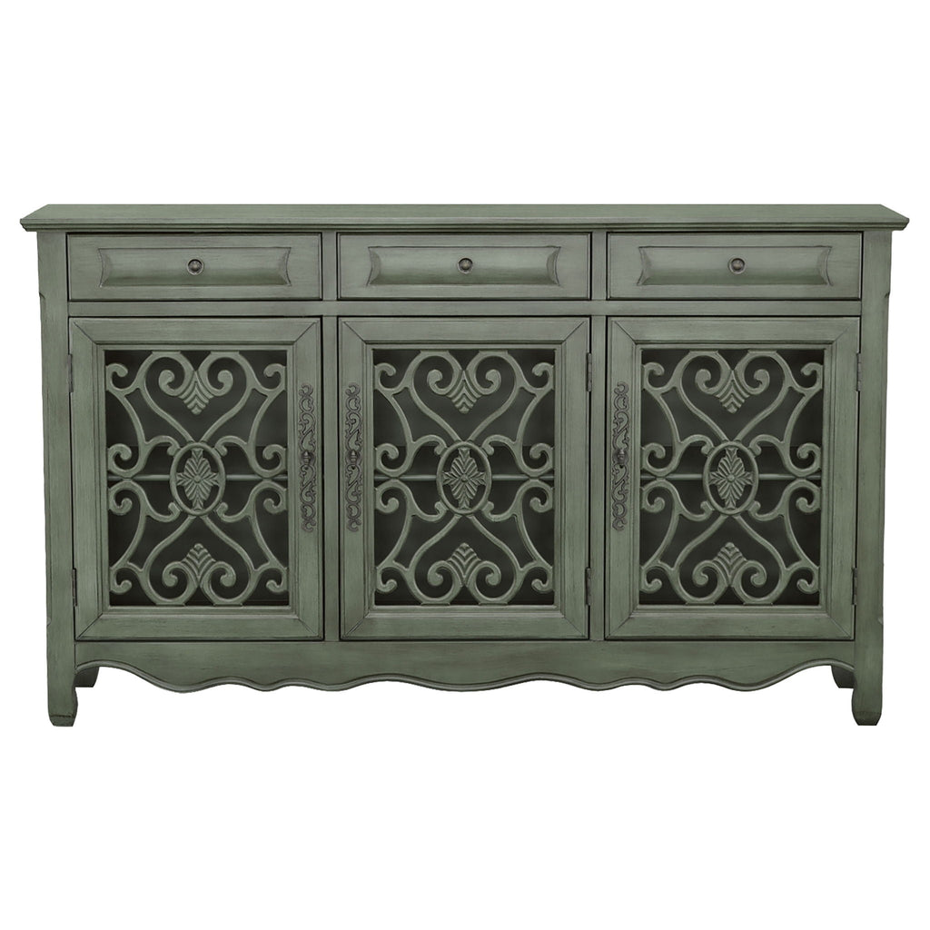 Naomi - 3 Drawer Scrollwork Accent Cabinet - Green