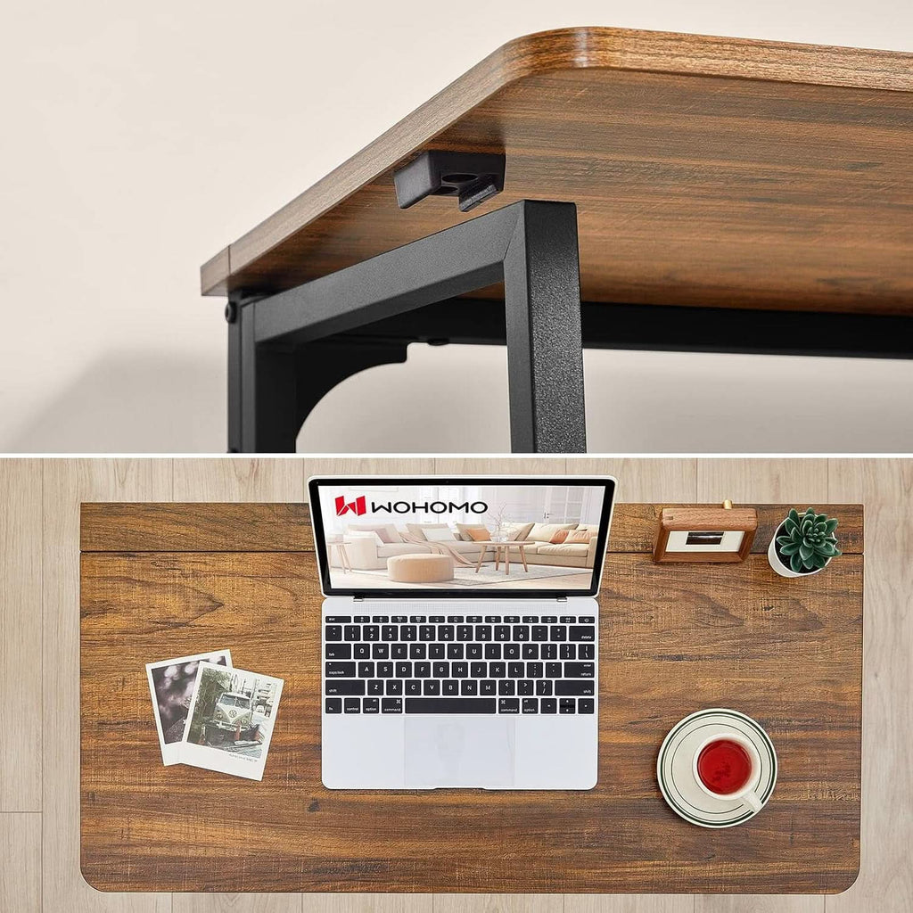 31.5 Inch Folding Computer Desk Space Saving Rustic Walnut