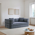 Sofa Bed Floor 5-in-1 Corduroy Gray Convertible Pillow Blanket 74.8 In