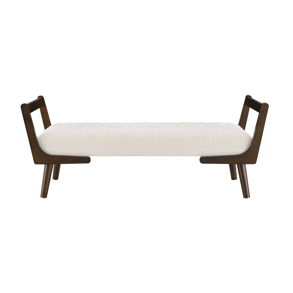 Mid-Century Bench With Wood Legs