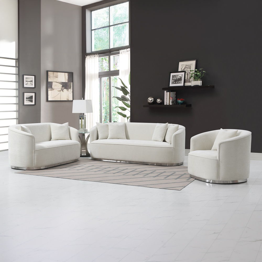 Odette - Loveseat With 2 Pillows - Beige Chenille