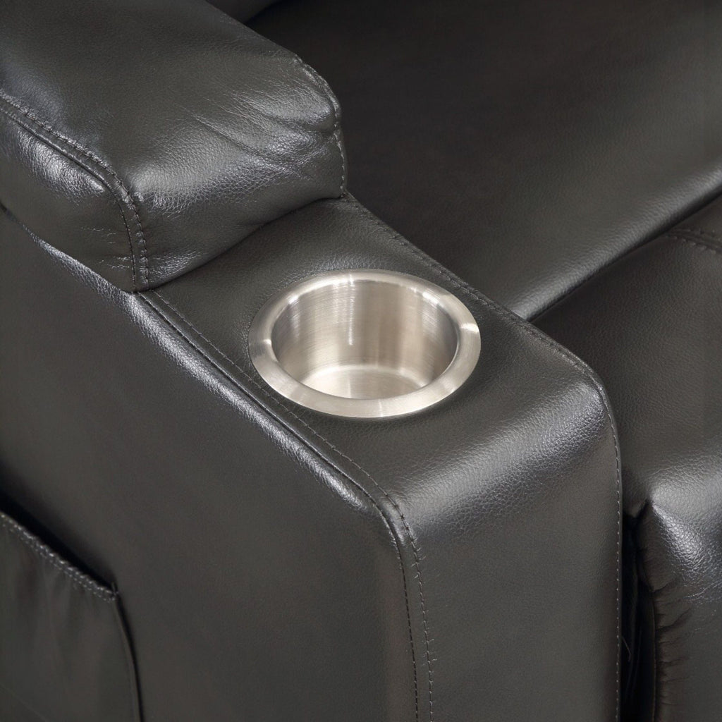 Recliner With Power Lift & Massage - Gunmetal