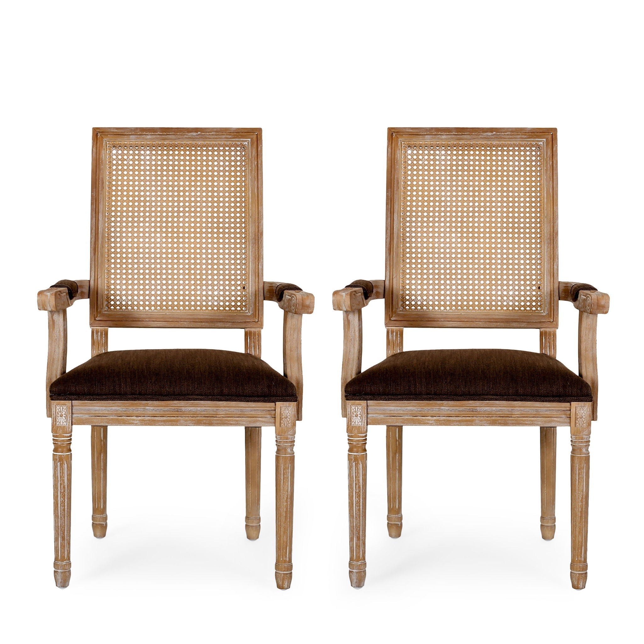 Elegant French Country Style Dining Chair With Cane Backrest