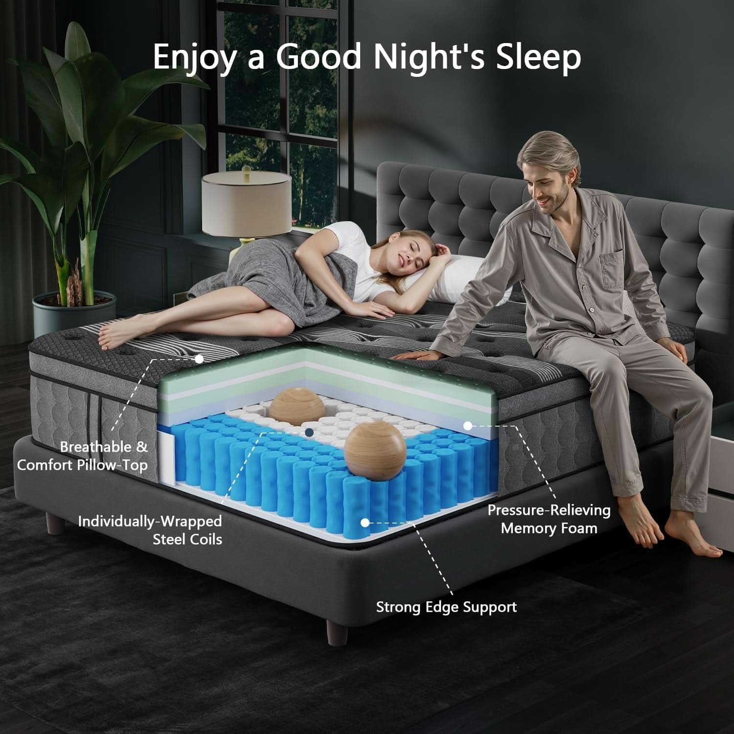 Queen Memory Foam Hybrid Mattress Cooling Gel Layer
