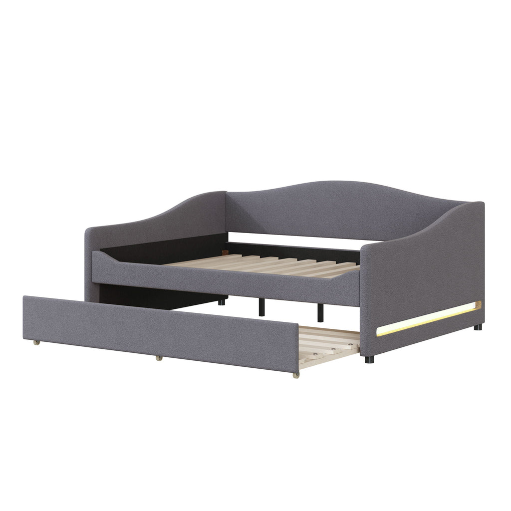 Upholstered Daybed With Light And Trundle