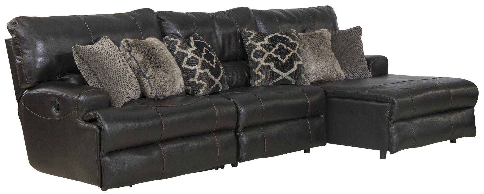 Como - 3 Piece Italian Leather Match Reclining Sectional