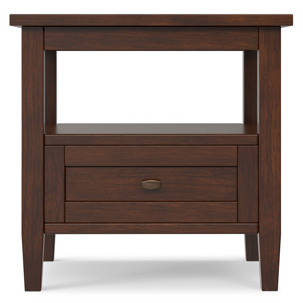 Warm Shaker - End Table With Smooth Drawer Storage - Brown