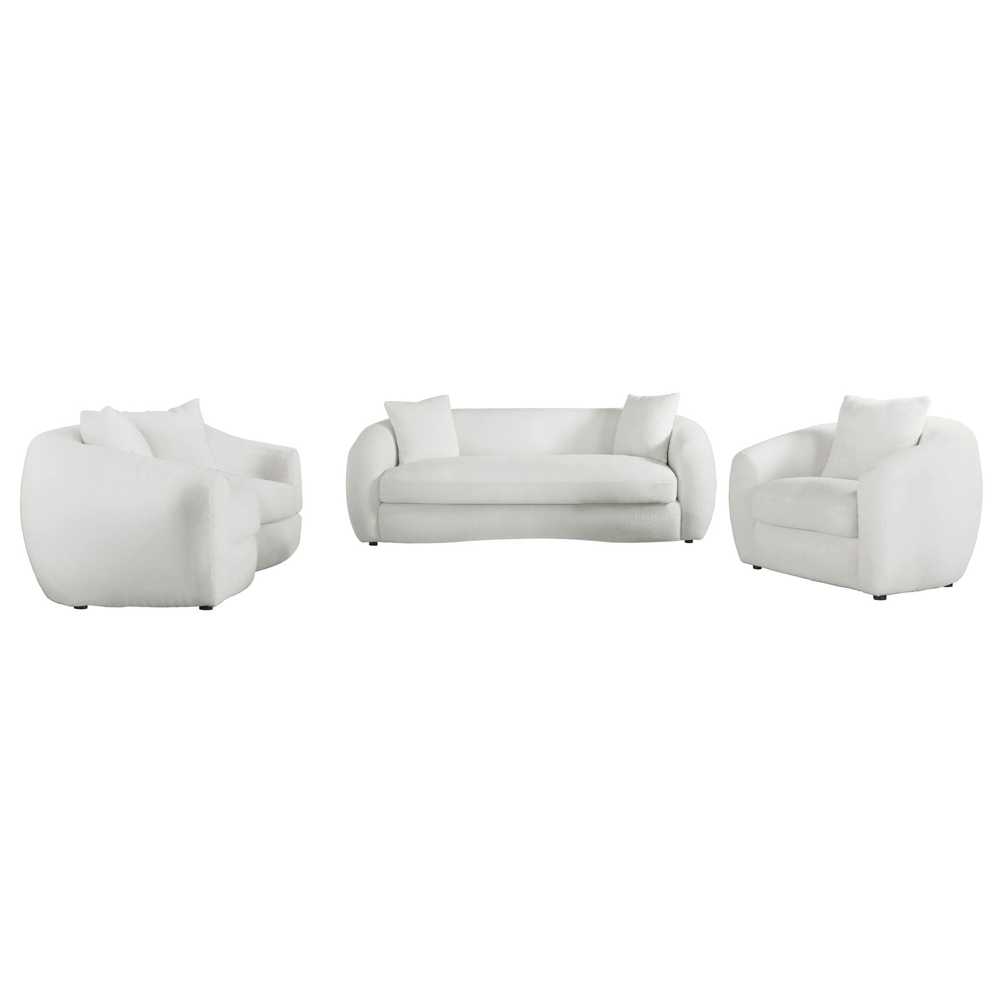 Isabella 3-piece Faux Sheepskin Upholstered Sofa Set Natural