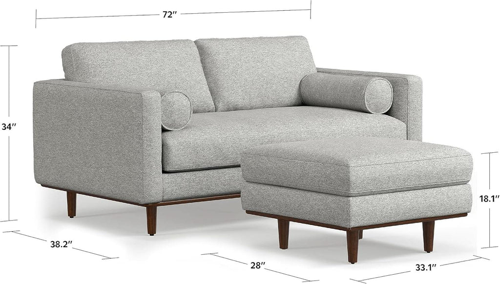 Morrison 72 Inch Mid Century Modern Sofa Set Mist Grey