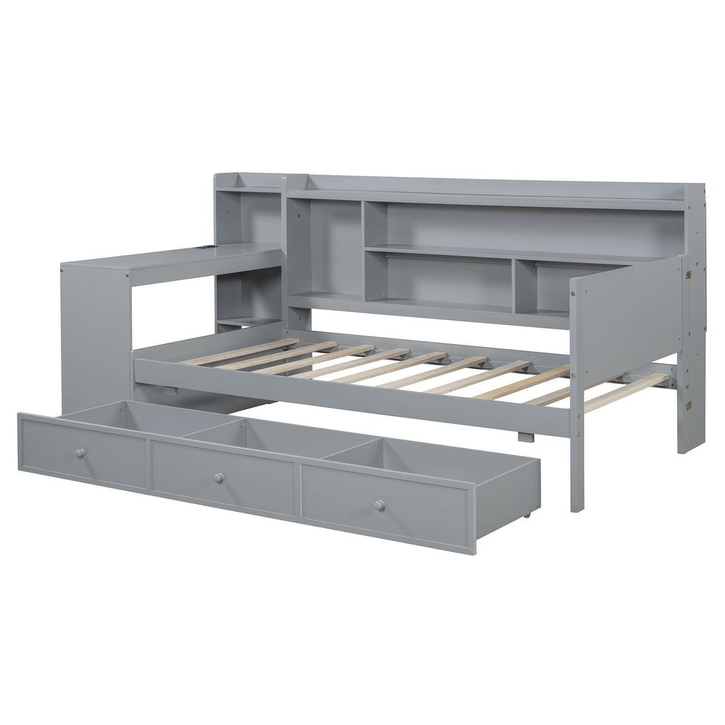 Daybed With 3 Drawers USB Ports And Desk