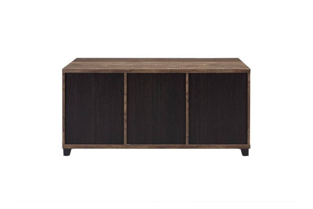 Nineel - Coffee Table - Obscure Glass, Rustic Oak & Black