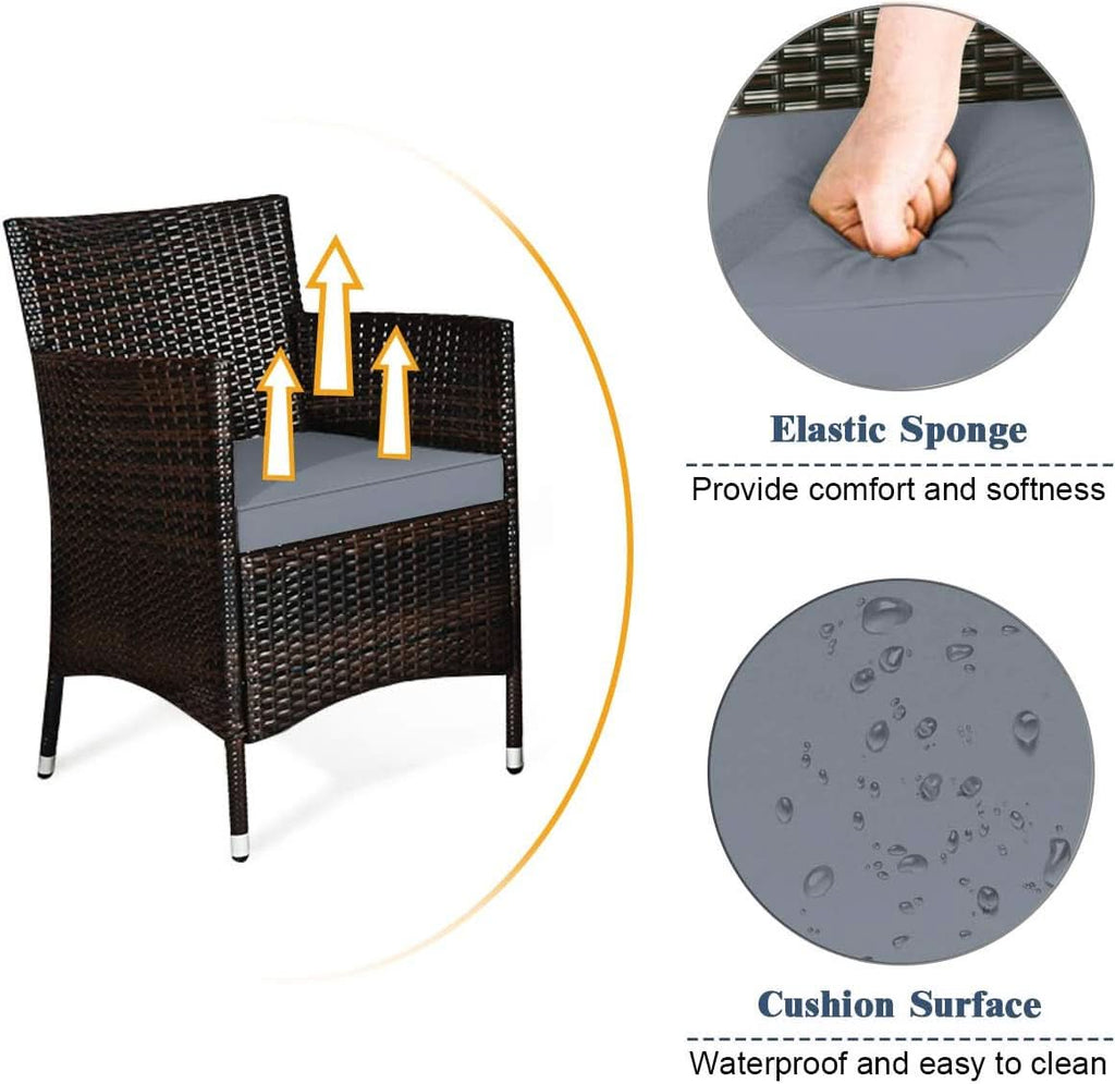 Elegant Four-Piece Rattan Patio Set with Soft Cushions