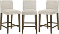 Ivory Upholstered Counter Height Bar Stools Set of Three