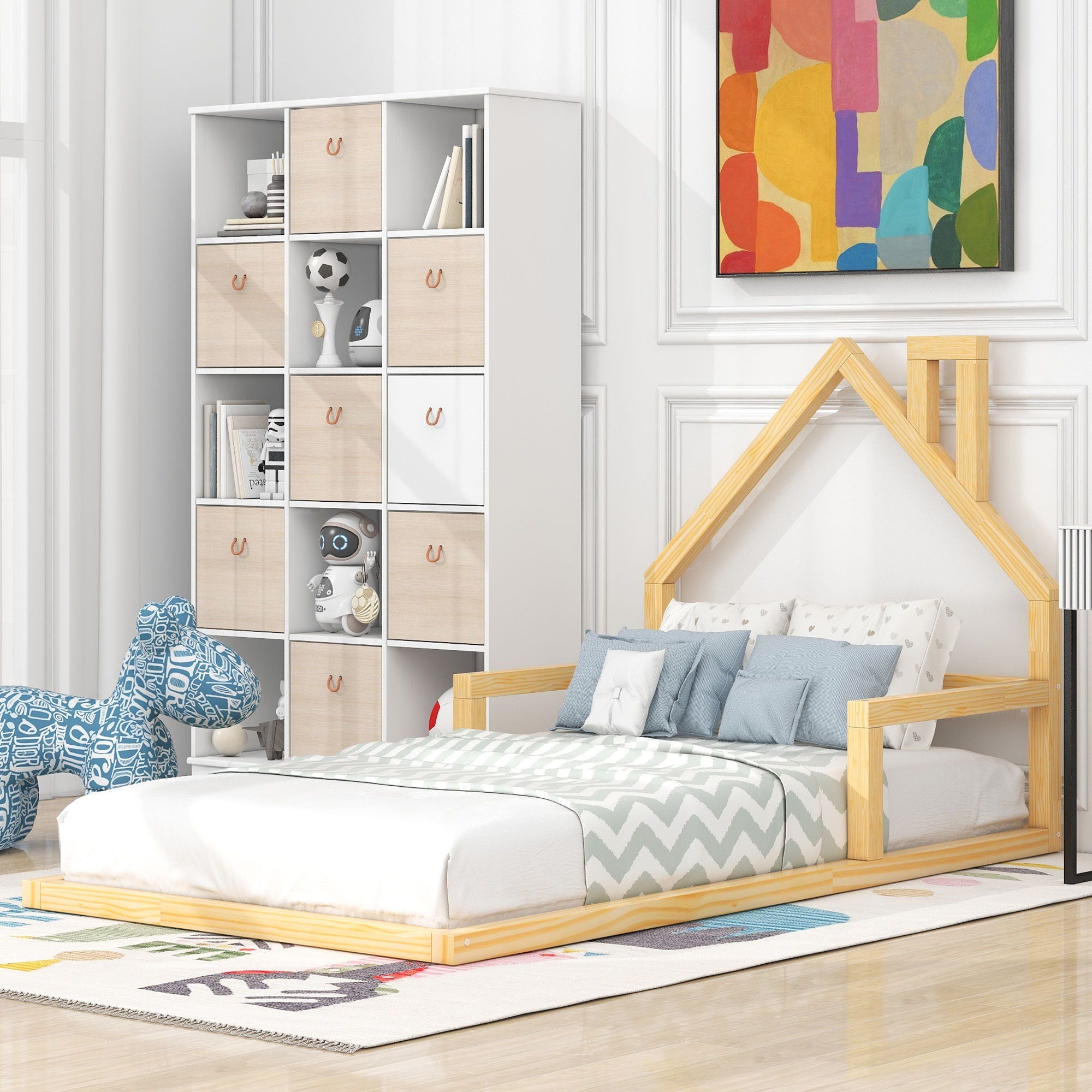 Floor Bed With House Shaped Headboard
