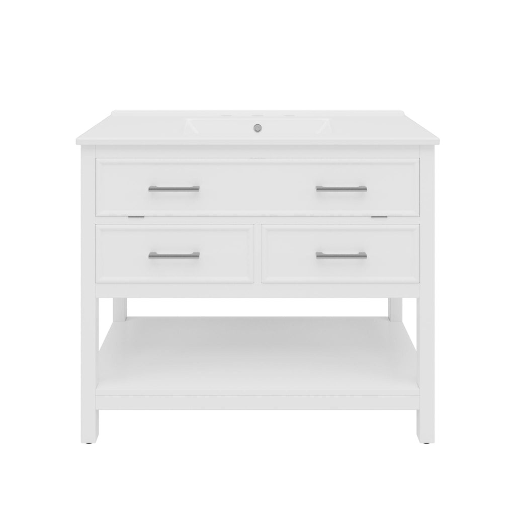 Bathroom Vanity With Ceramic Sink, Tip Out Tray & 2 Full Extension Drawers