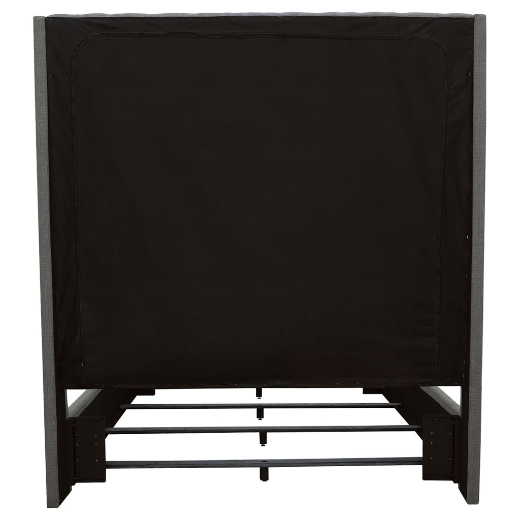 California King Upholstered Panel Bed With Tufted Headboard - Gray