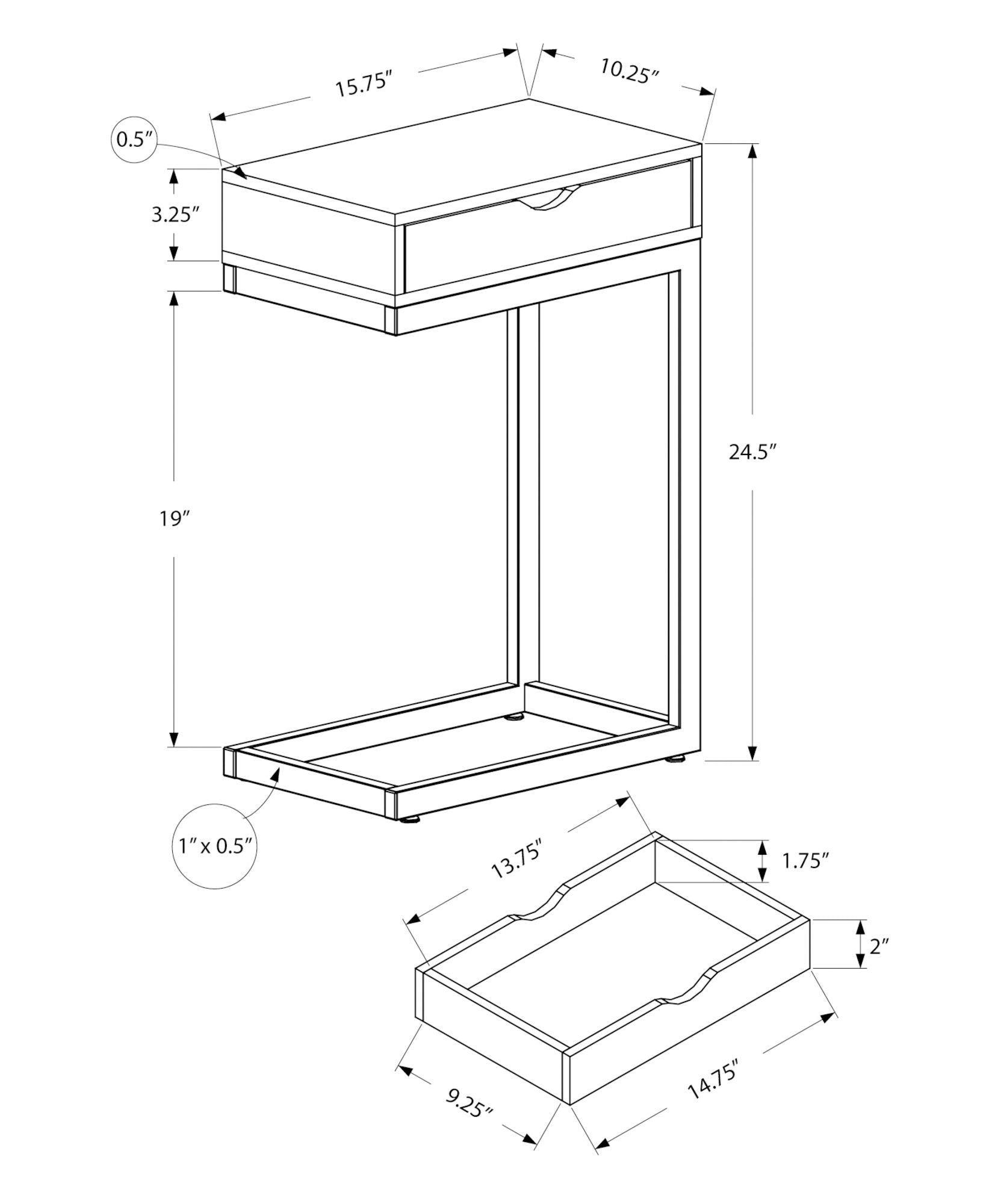 Accent Table, C - Shaped Contemporary & Modern Elegant Design