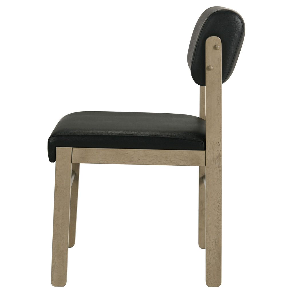 Kehoe Upholstered Dining Side Chair Black and Natural Oak (Set of 2)