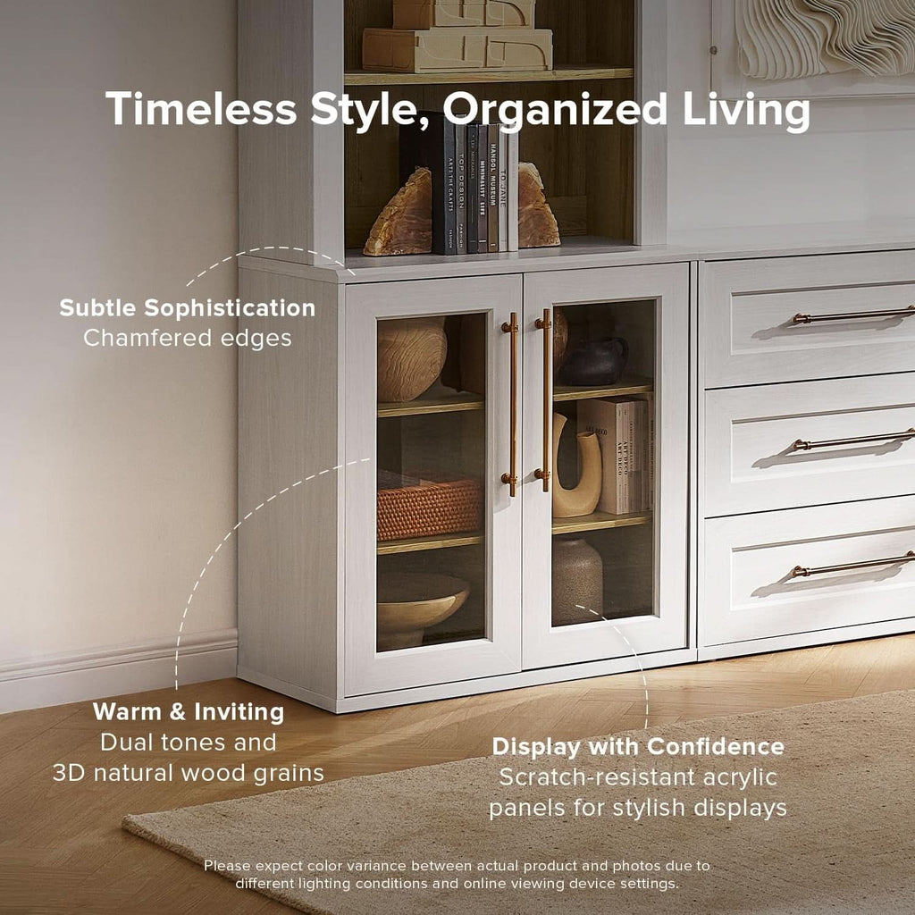 Two Tone Oakwood Acrylic Modular Buffet Cabinet Unit