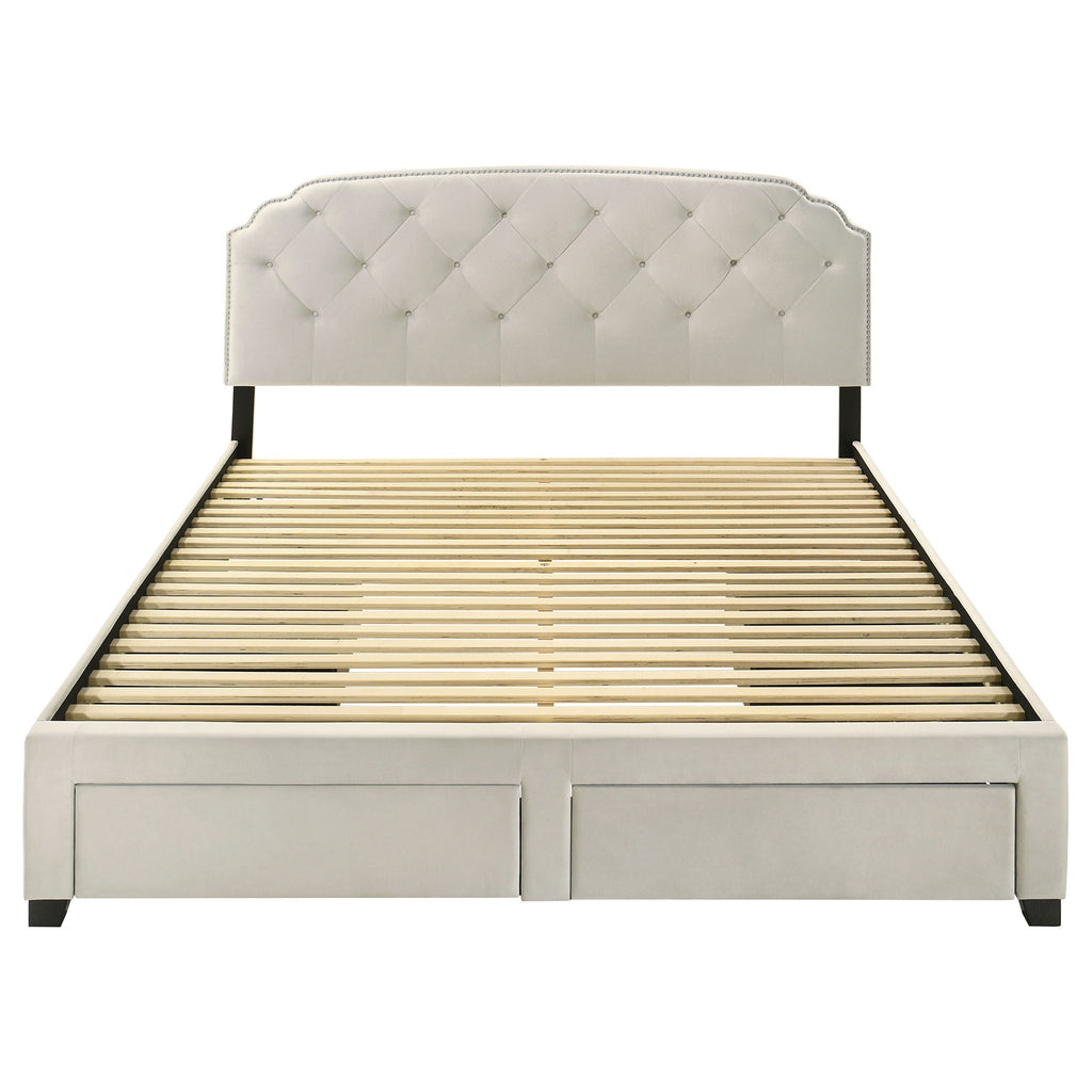 Marianna 4-drawer Upholstered Eastern King Storage Bed Cream