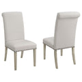 Upholstered Dining Chair With Rolled Edge Seat Back (Set of 2) - Beige