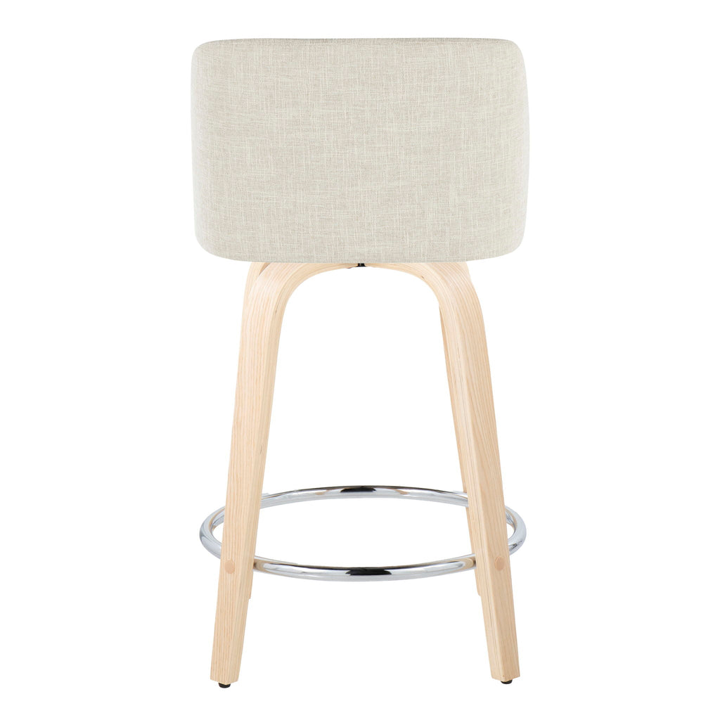 Toriano - Contemporary Fixed Height Counter Stool Swivel With Round Footrest (Set of 2)