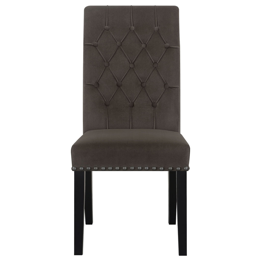 Side Chairs With Tufting Nailhead Trim (Set of 2) - Brown