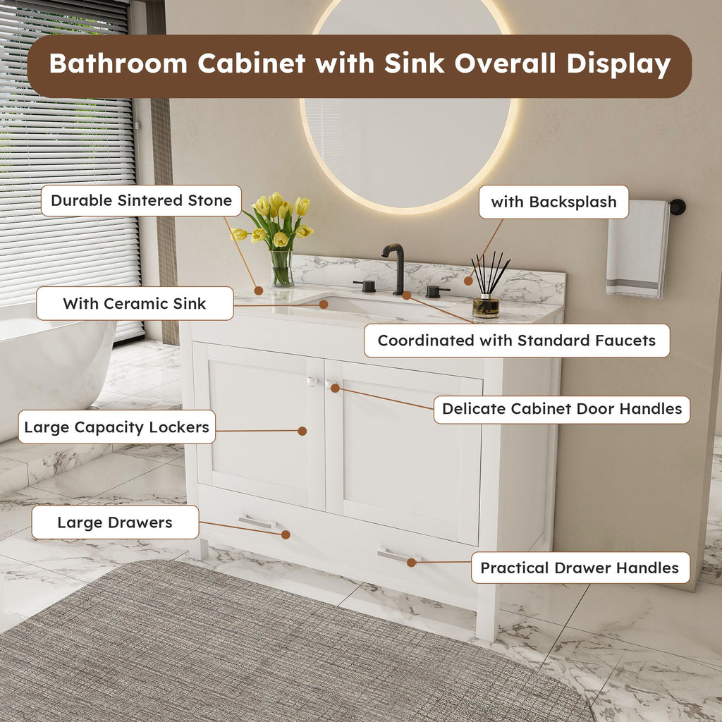 43" Bathroom Vanity Multi Functional Cabinet - White