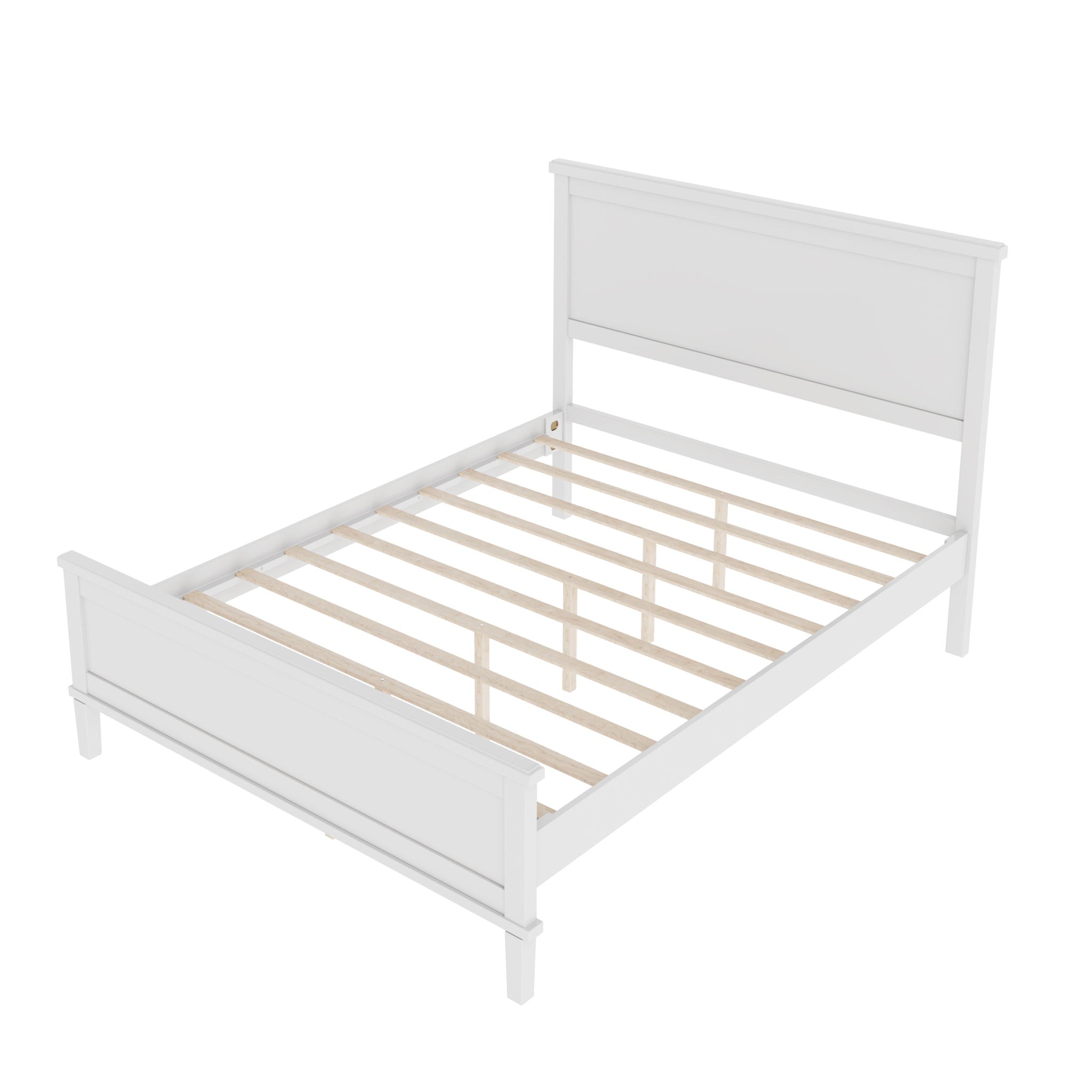 Mid-Century Platform Bed With Headboard And Slat Support, No Box Spring Needed