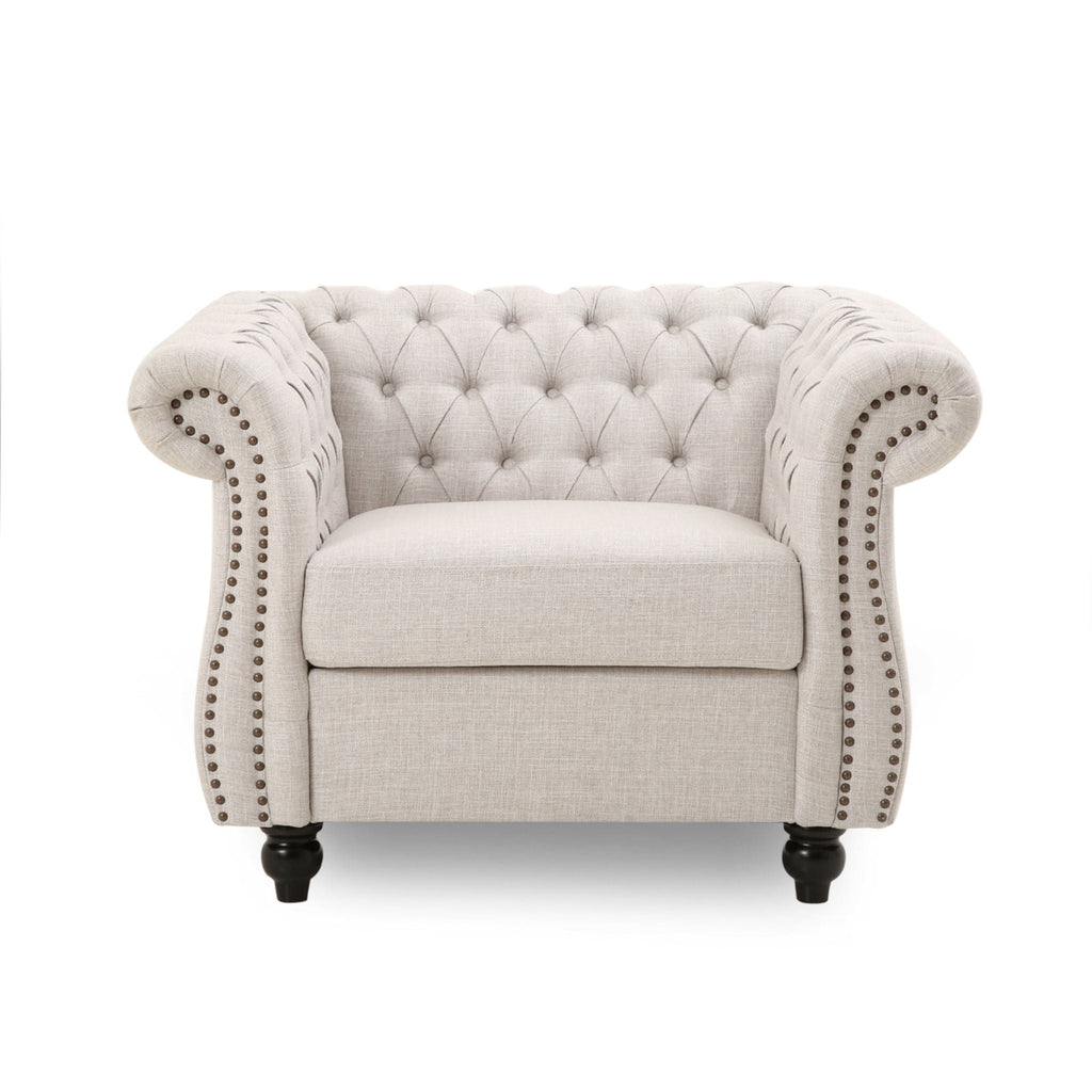 Nexuson - Upholstered Chesterfield Chair With Deep Tufted And Nailhead Trim