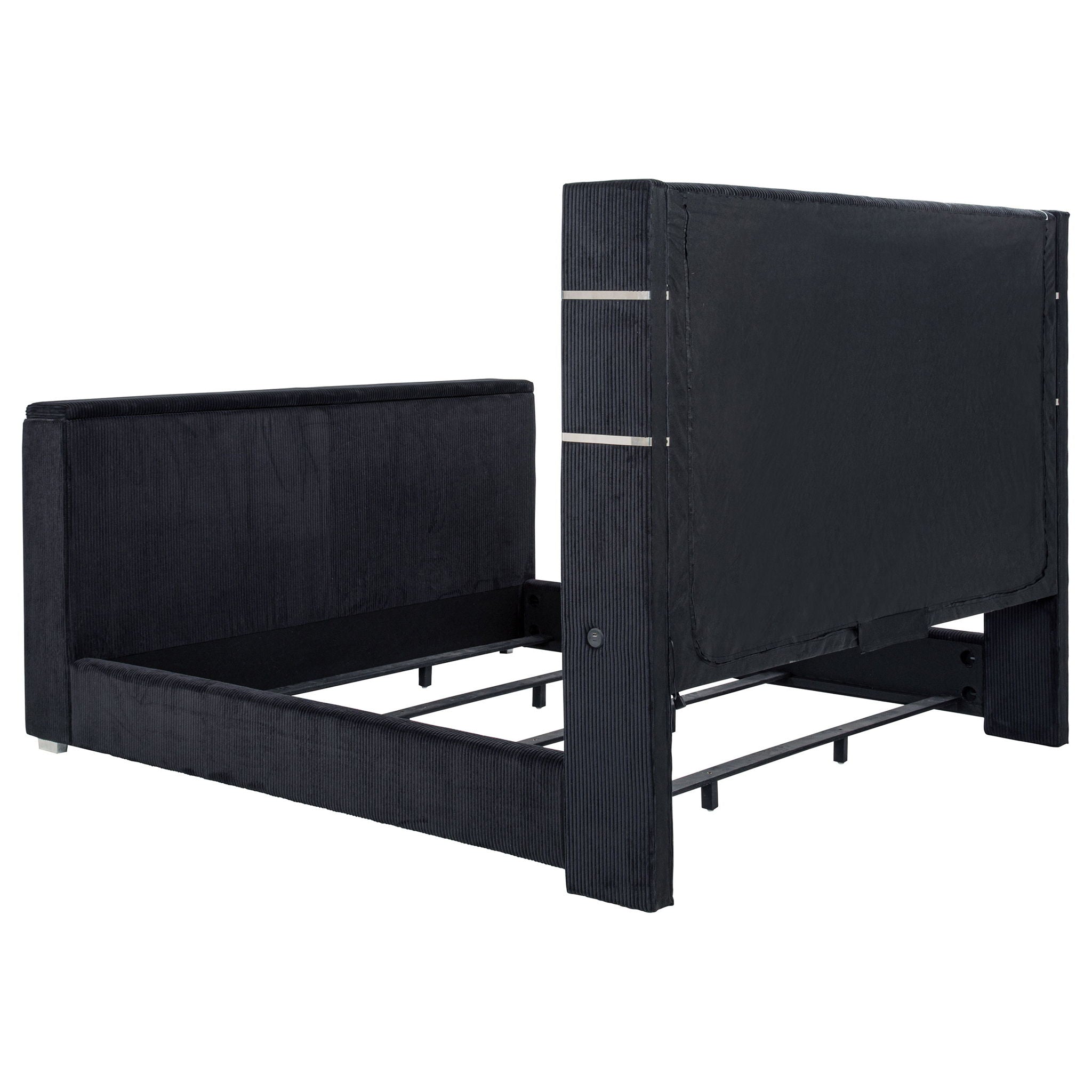 Tisdall Eastern King Flame Visualizer Wingback TV Bed Black