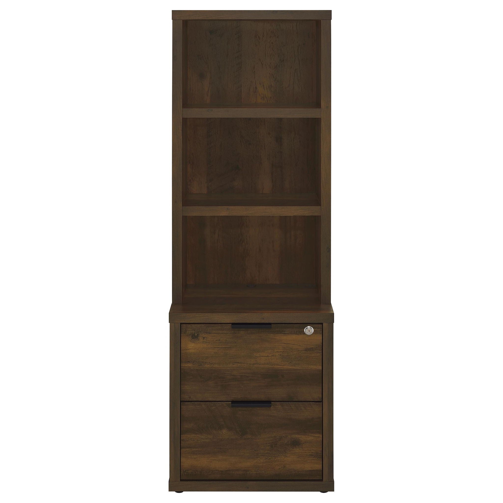 Westpark 3-shelf Bookcase USB and Lockable Drawer Dark Pine