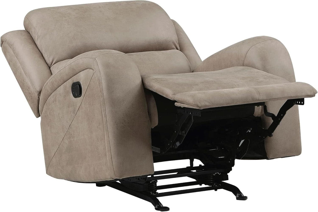 Polished Microfiber Manual Reclining Sofa Set Brown 3 Piece