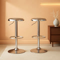 Set Of 2 Adjustable Chrome Bar Stools With 360 Degree Swivel