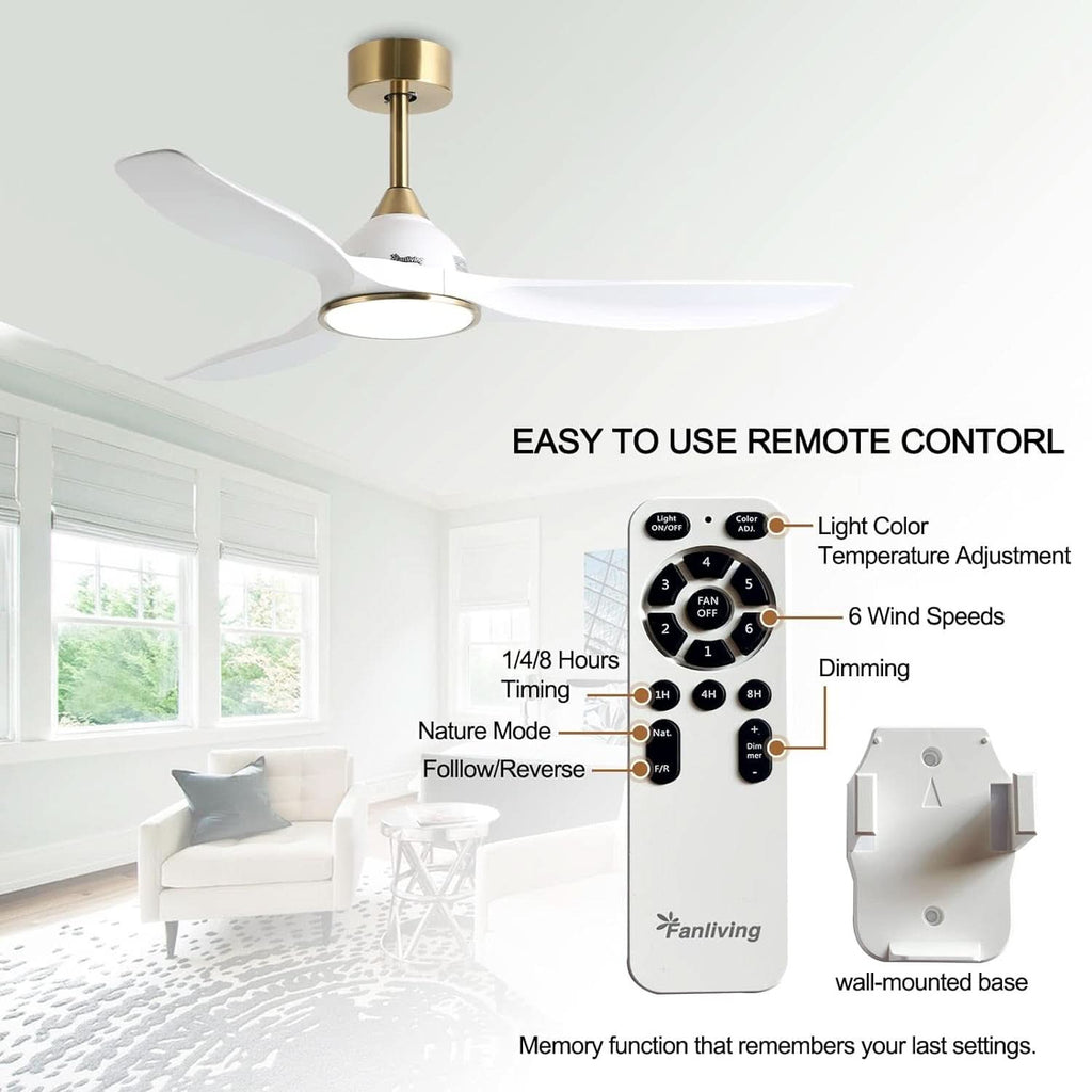 52 Inch Ceiling Fan With DC Motor And Remote Control
