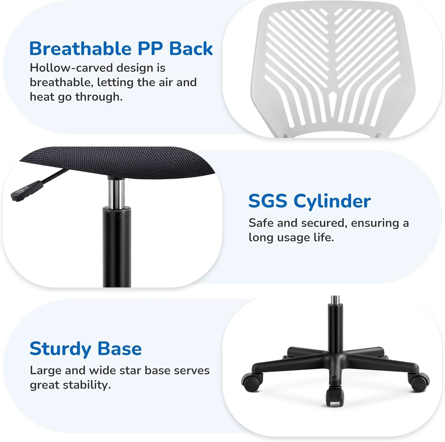 Dark Gray Ergonomic Adjustable Desk Chair Lumbar Support