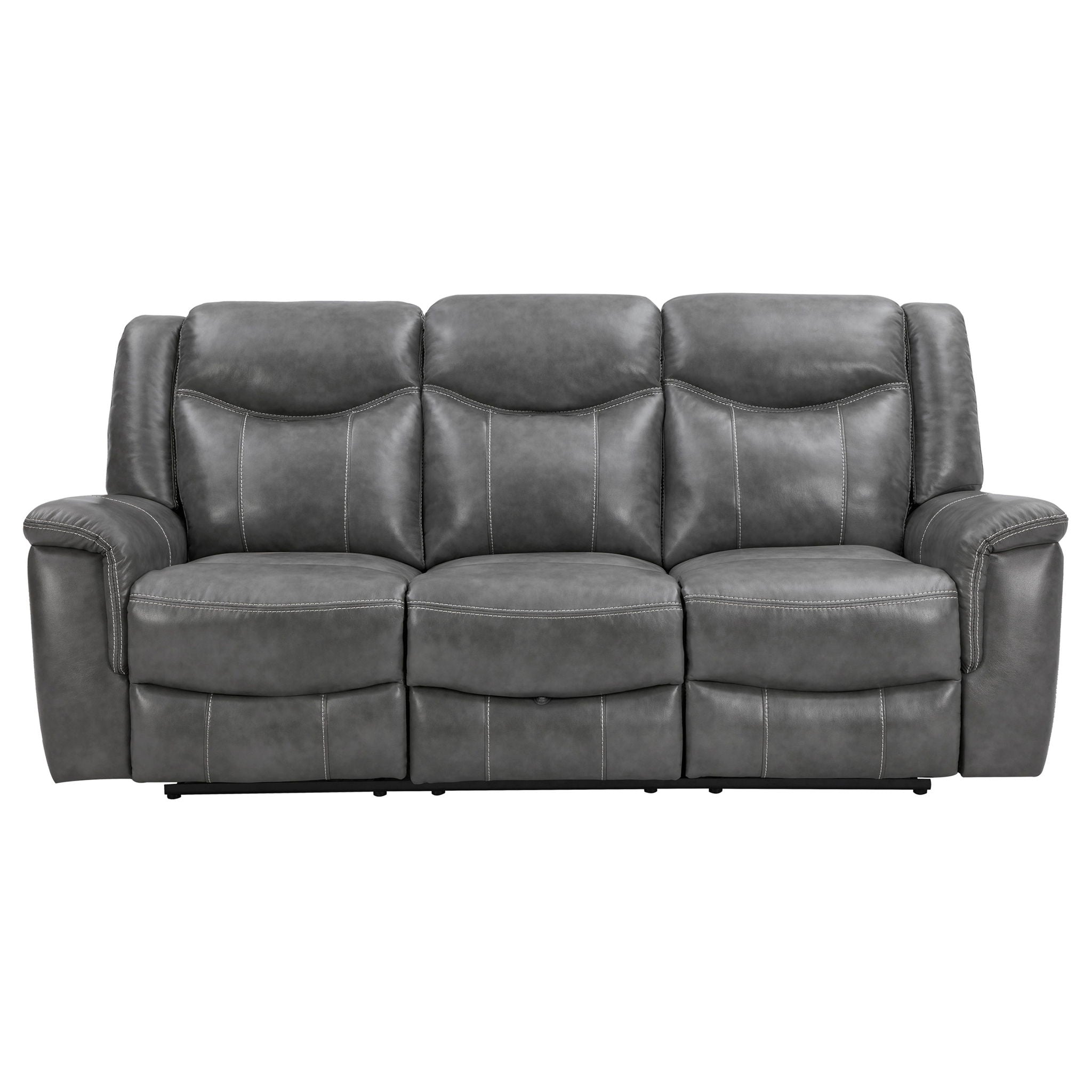 Conrad 2-piece Upholstered Padded Arm Motion Sofa Set Grey