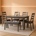 Charcoal Gray 6Piece Contemporary Dining Set Bench