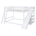 Bunk Bed With Ladder, Slide, And Shelves Pine Wood