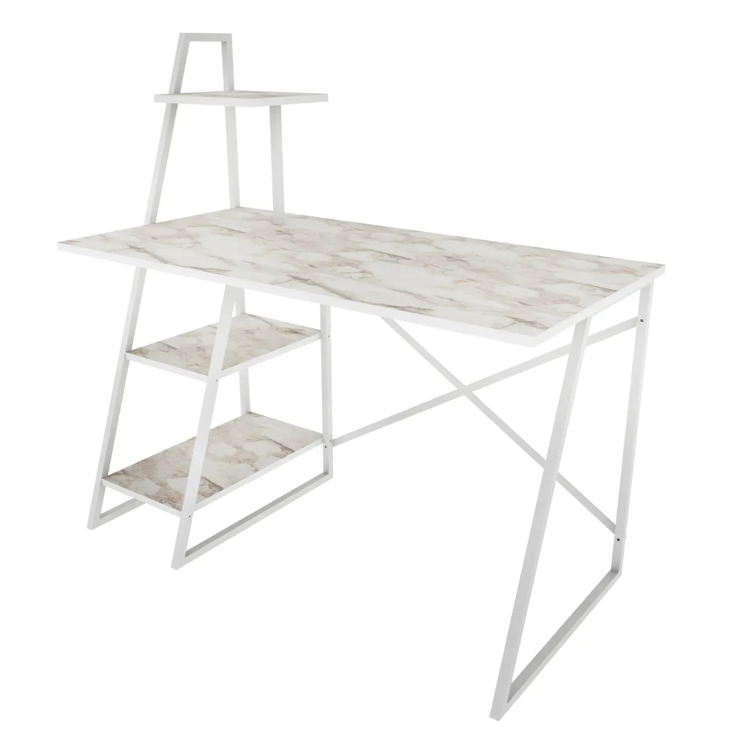 Admira 47 inch Wide Metal Wood Computer Writing Desk with Open Shelf Storage