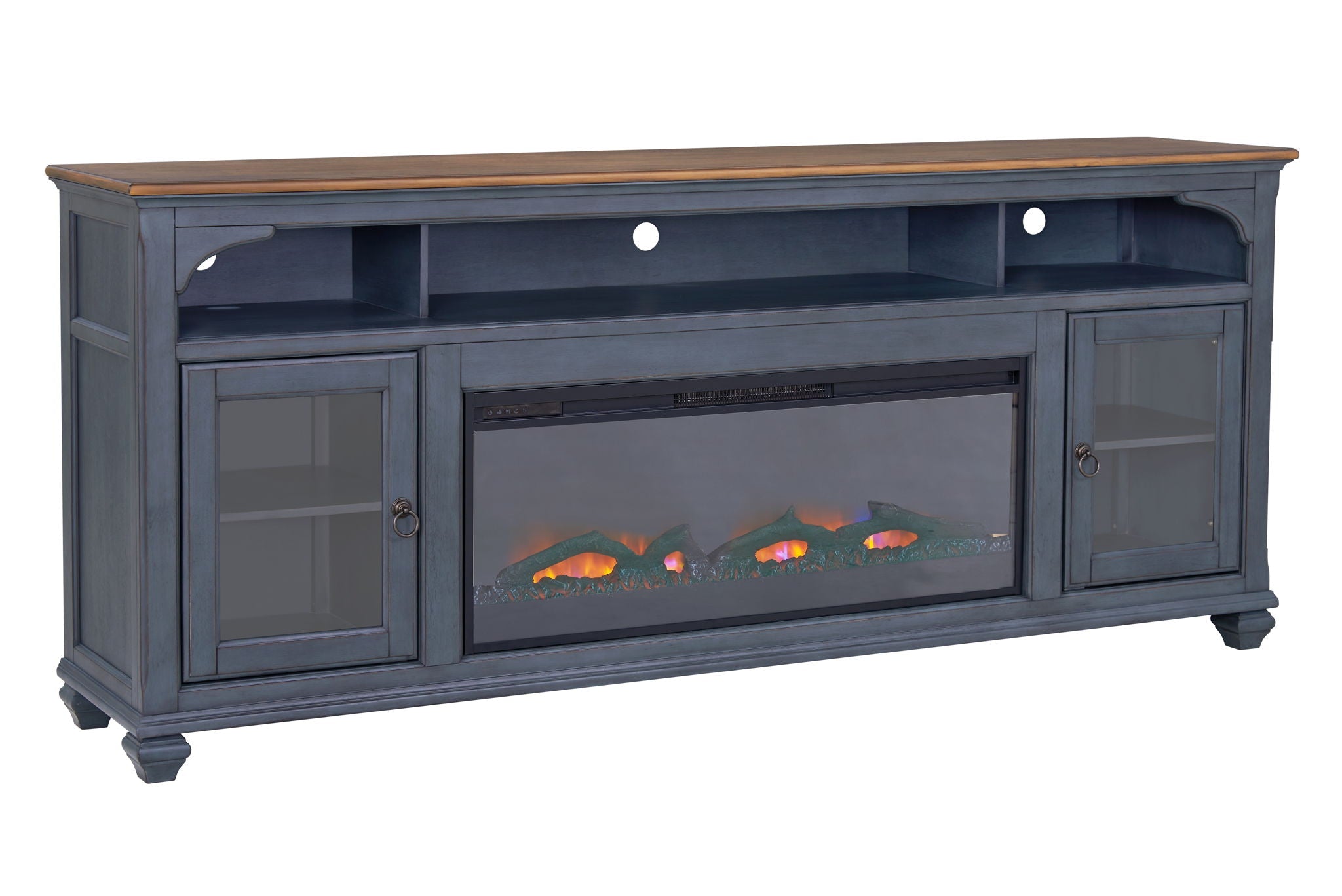 Fireplace TV Stand For TVs Up To 95" - Blue