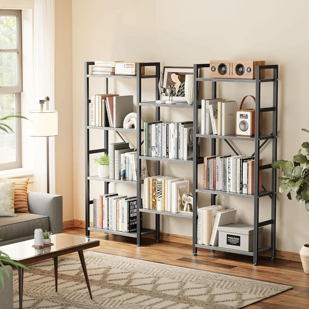 Grey 4 Tier Ladder Bookshelf With 11 Open Shelves For Home