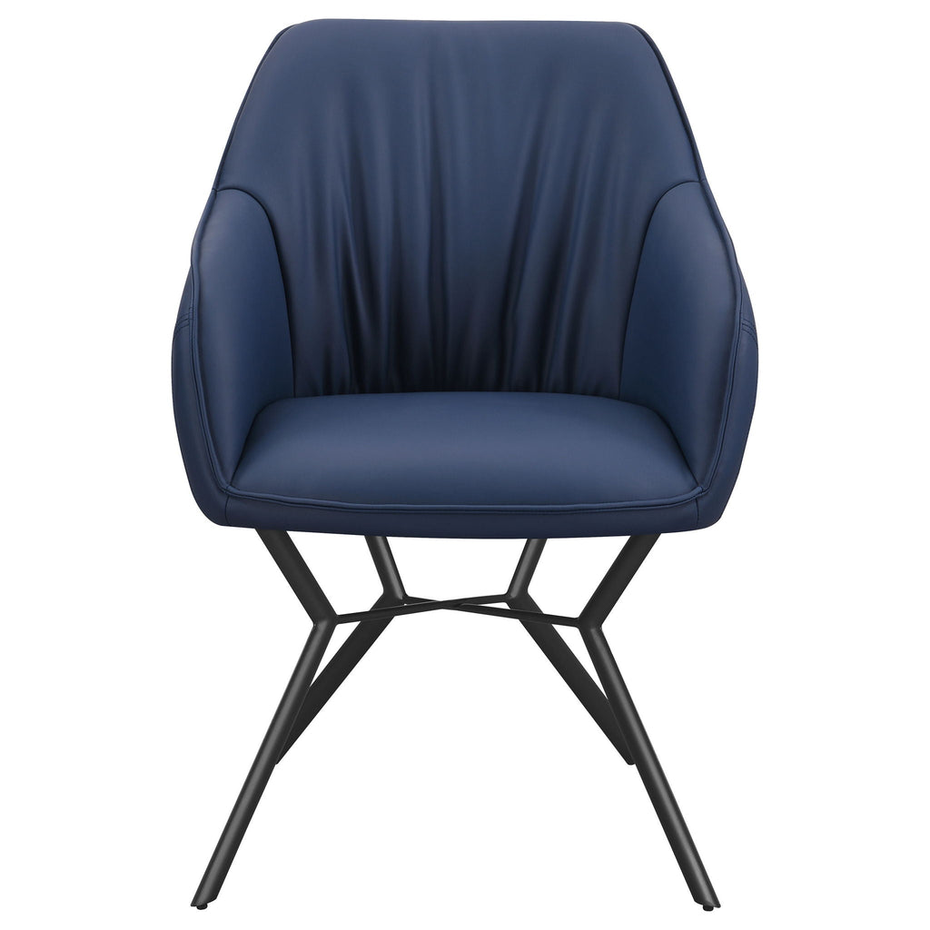 Mayer Upholstered Dining Arm Chair Blue and Brown (Set of 2)