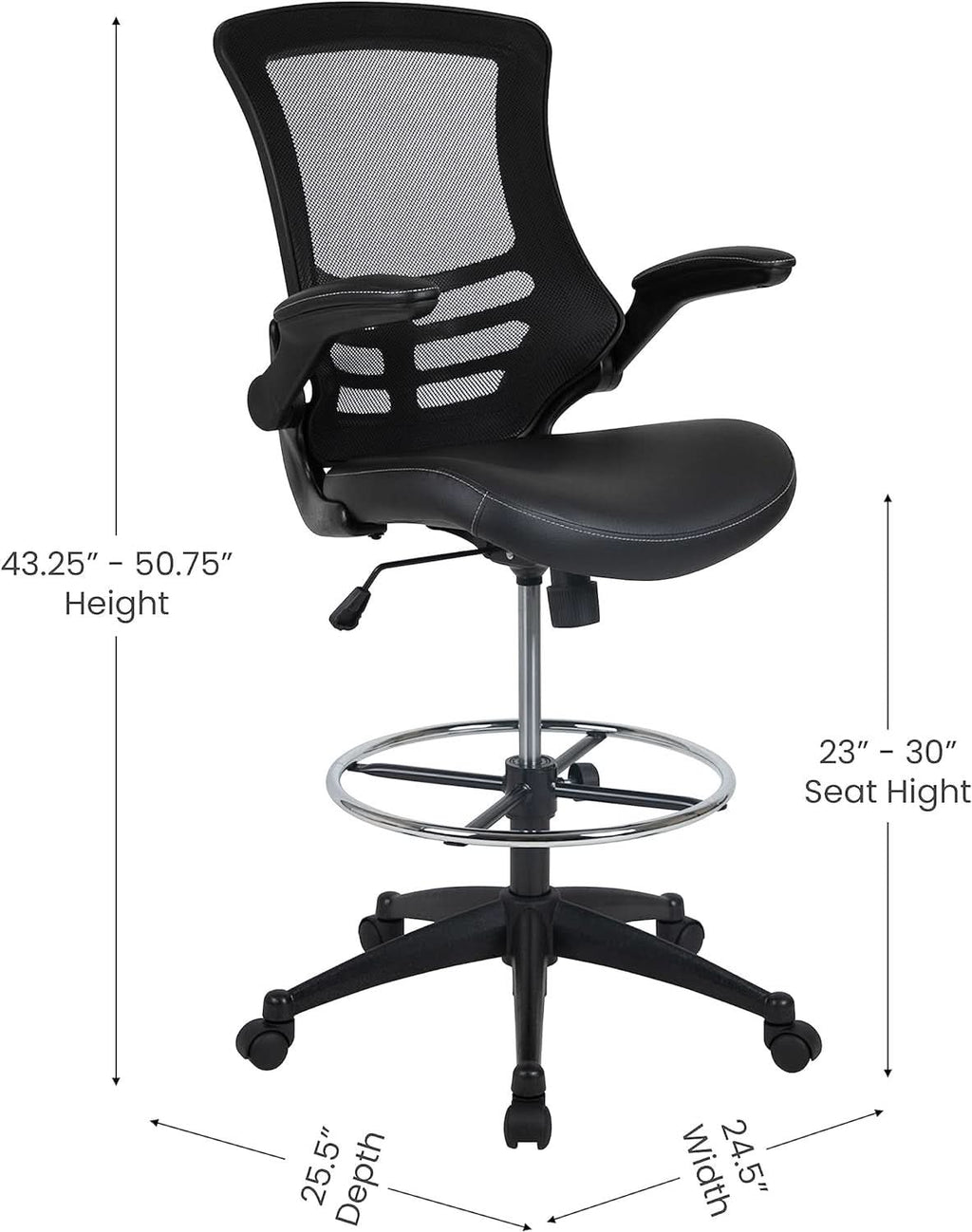 Kelista Mid Back Swivel Ergonomic Office Chair Black