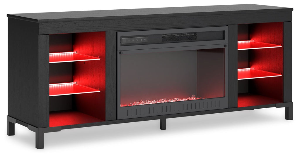 Cayberry - TV Stand With Fireplace - Black