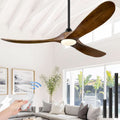 52 Inch Walnut Wood Ceiling Fan With Remote And Integrated Lights