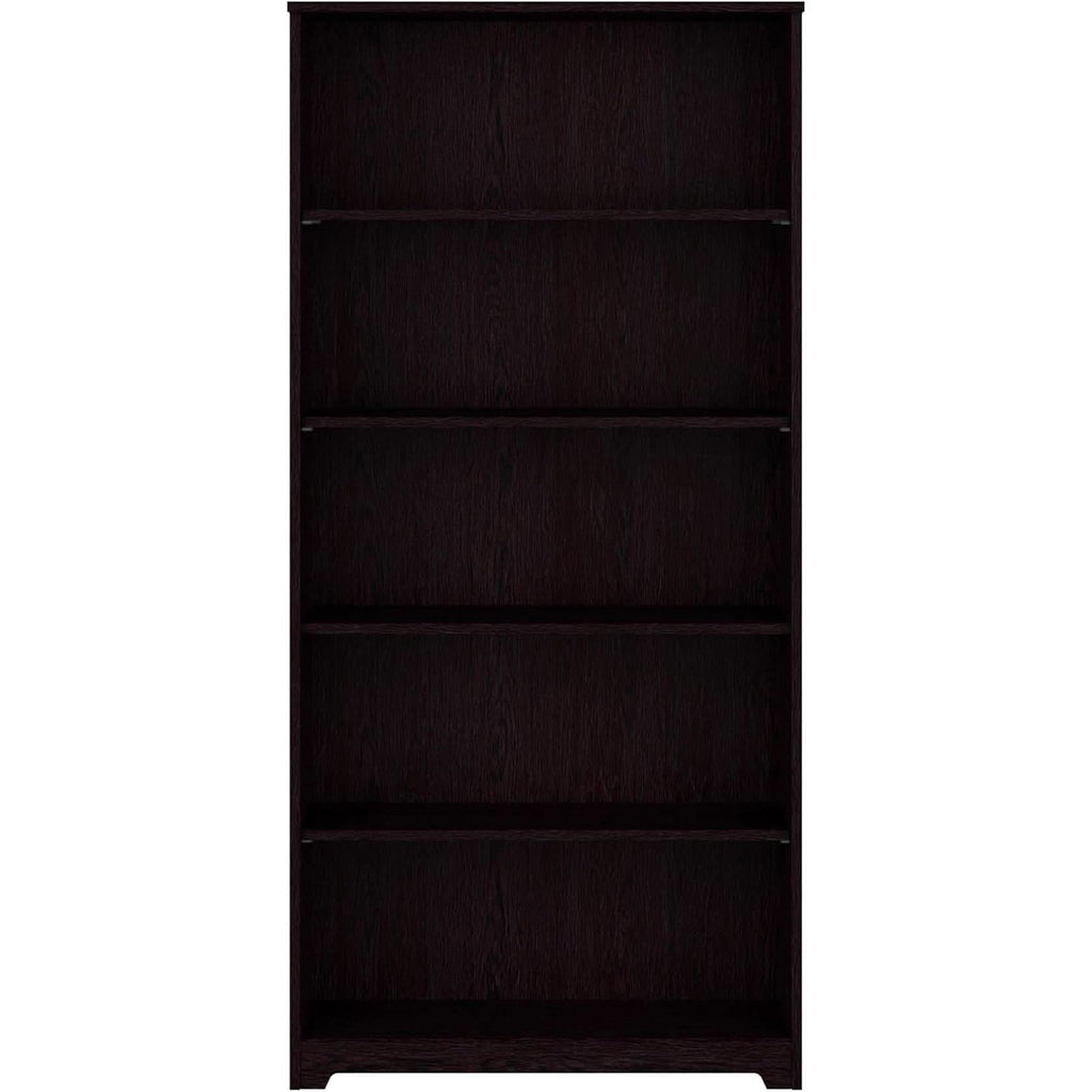 Tall Five Shelf Bookcase Espresso Oak For Living Room